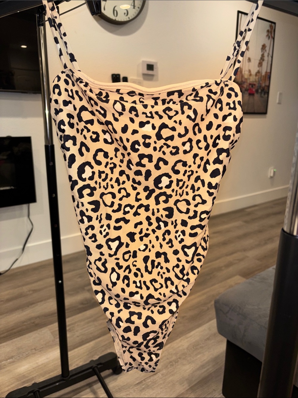 Hollister Beige and Black Leopard One-Piece Swimsuit